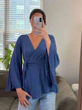 Free People blue wrap top